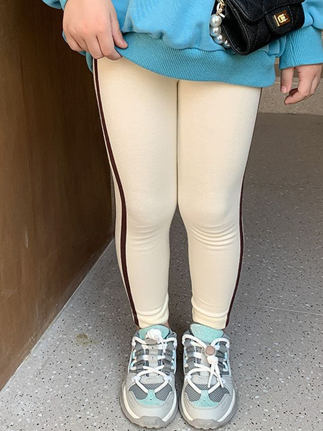 

LULU & SKY Girls Contrast Stripe Leggings, Beige