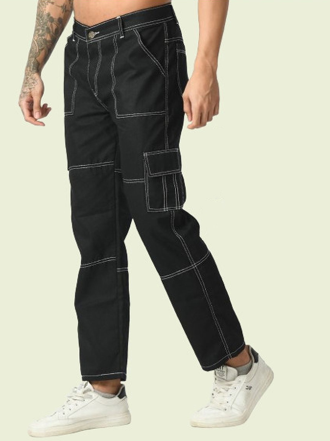 

COMFITS Men Classic Slash Knee Stretchable Jeans, Black