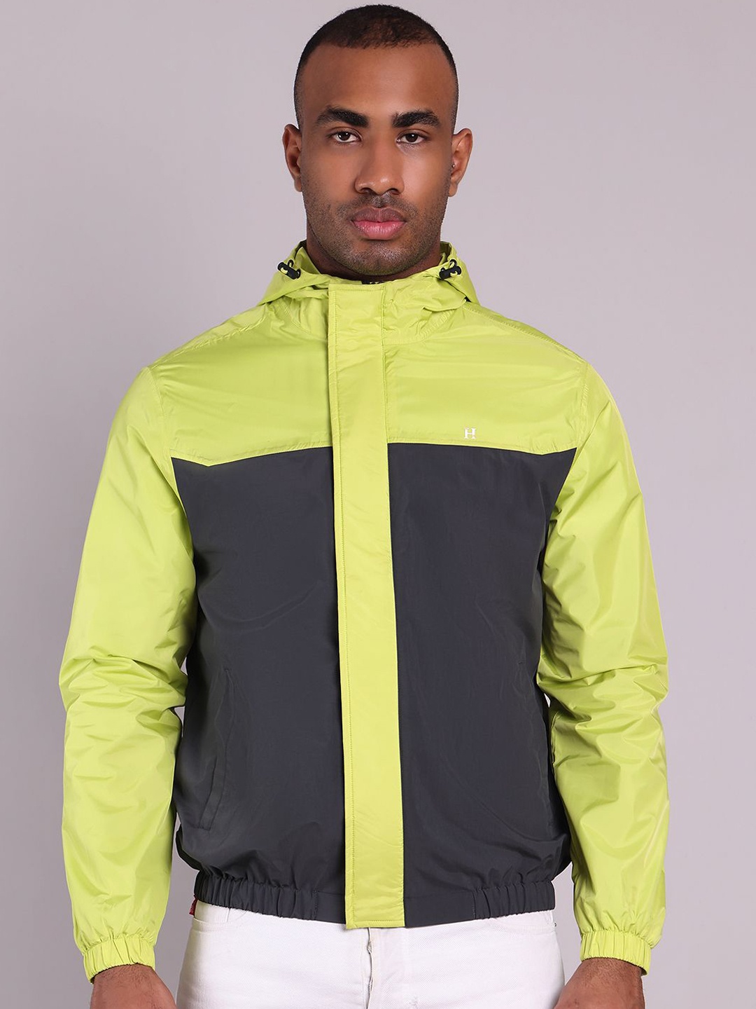 

HOUSE OF VEDAS Waterproof Hooded Rain Jacket, Lime green