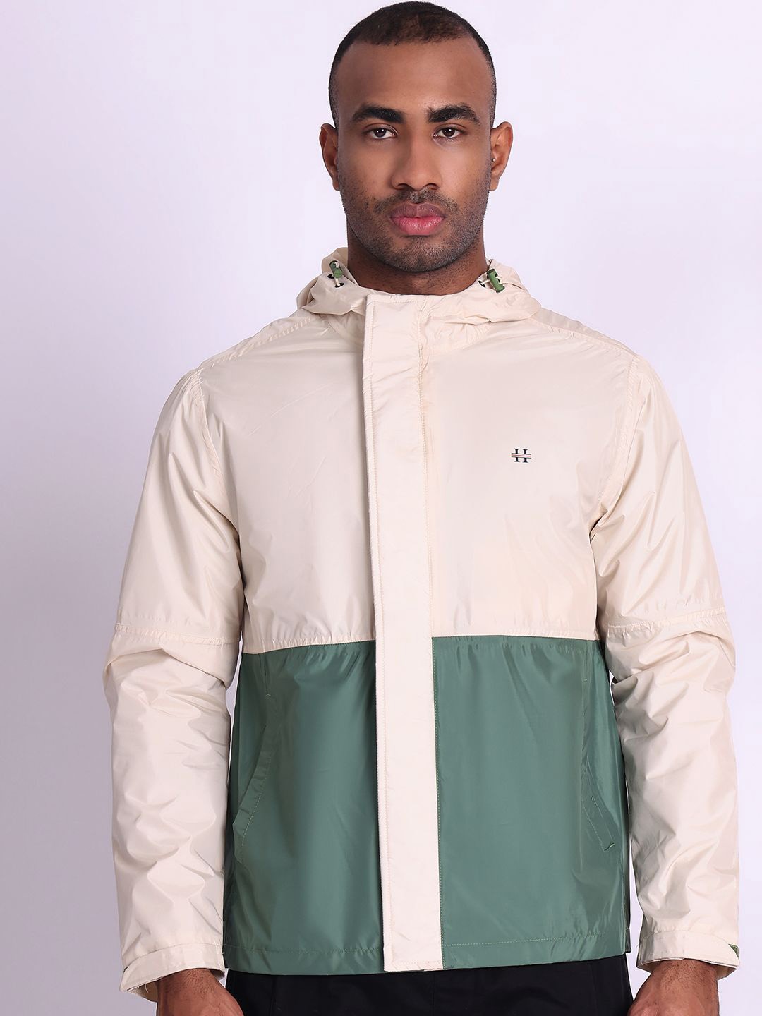 

HOUSE OF VEDAS Waterproof Hooded Rain Jacket, Beige