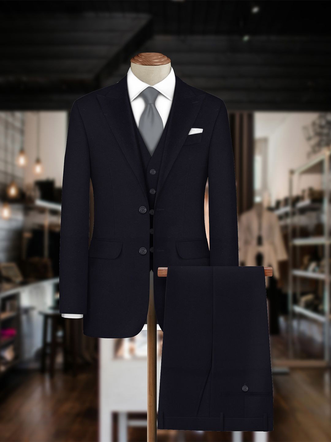 

Bigreams Men Solid Cotton Suit Clothing Fabric, Navy blue