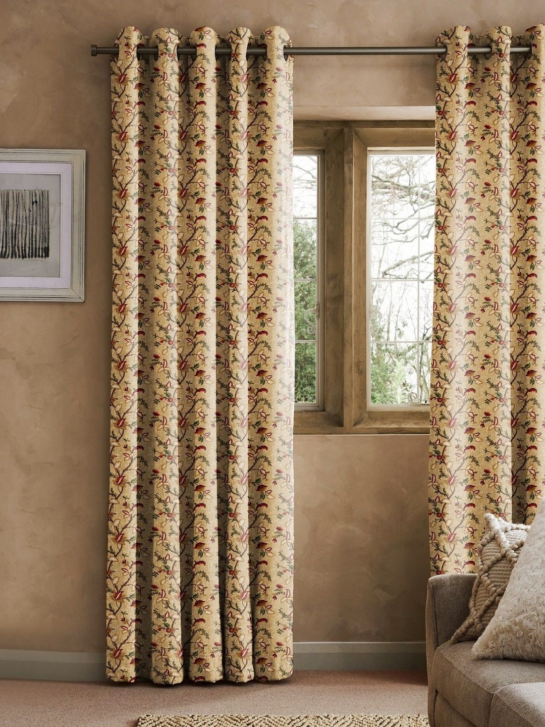 

CASABLEU Brown Set of 2 Geometric Long Door Curtain