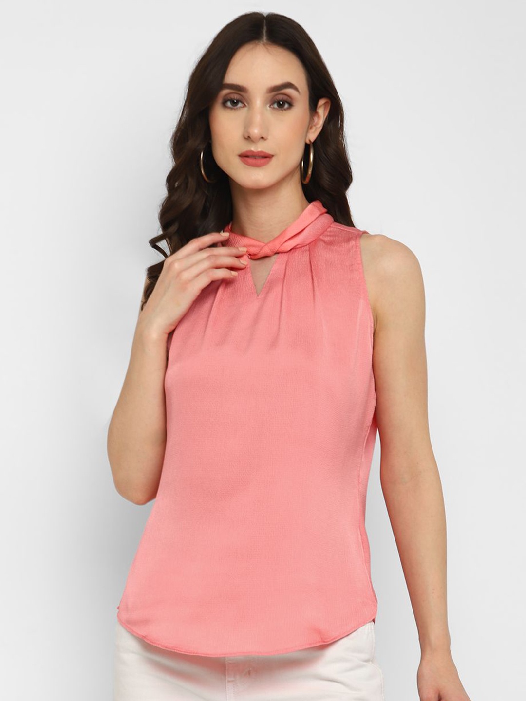 

Taurus Mandarin Collar Top, Pink