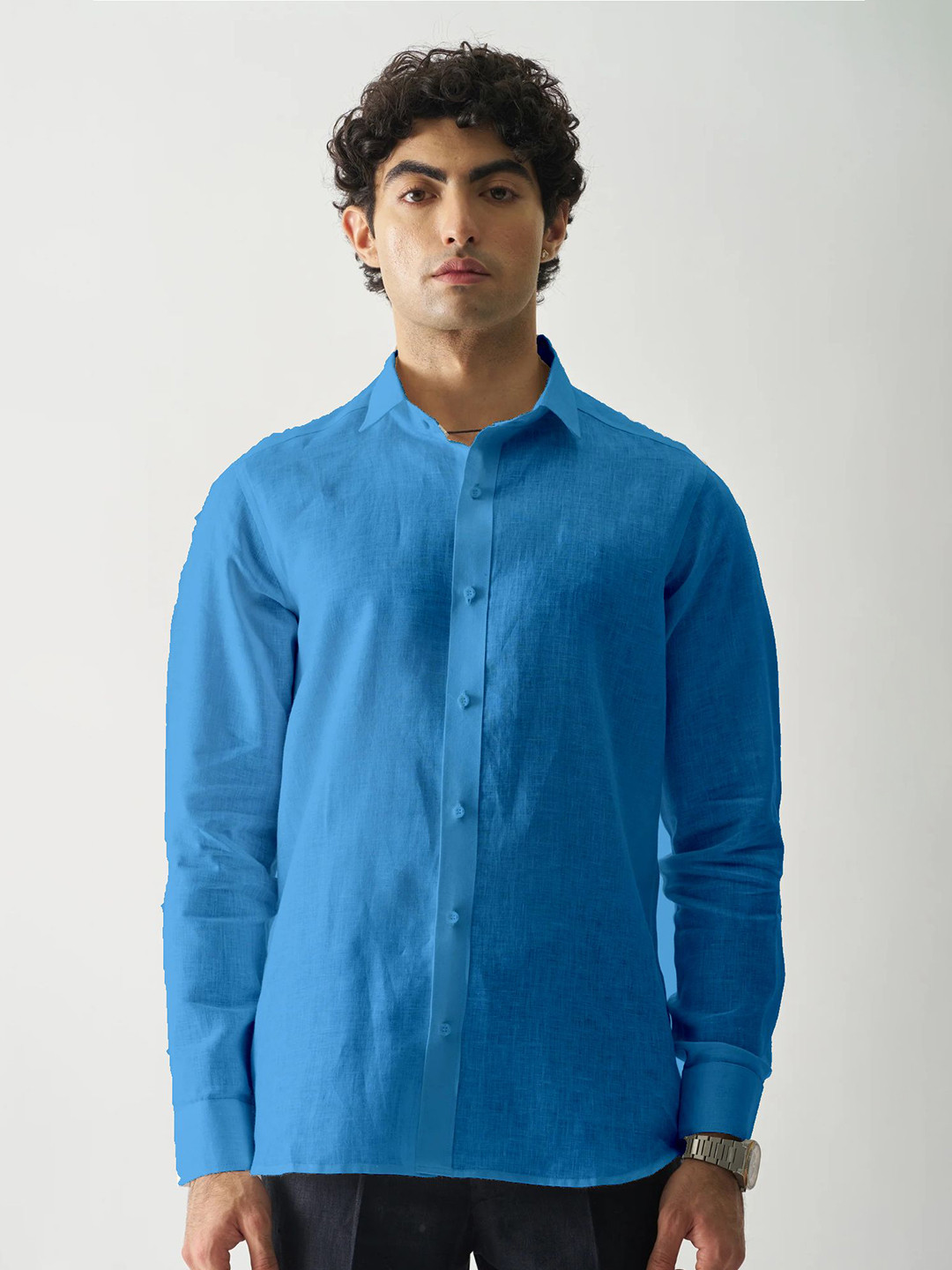 

SHANLIYA Men Classic Opaque Casual Shirt, Blue