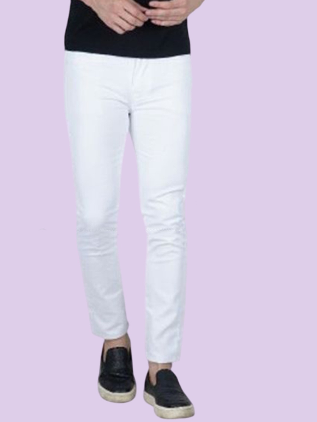 

COMFITS Men Classic Low Distress Stretchable Jeans, White