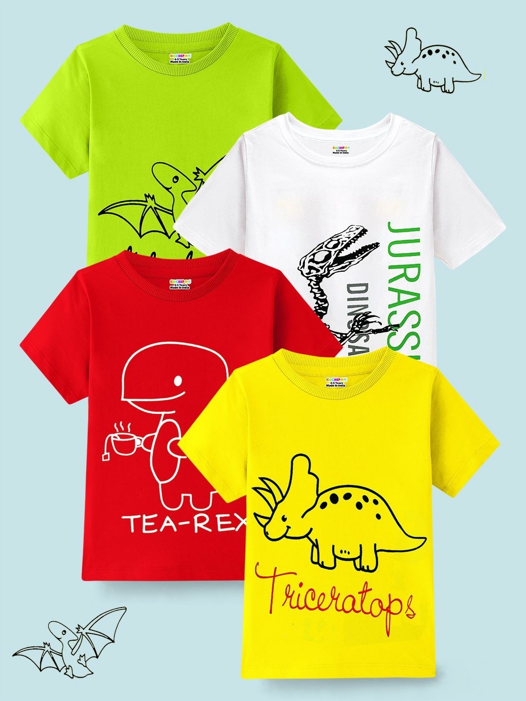 

KUCHIPOO Boys 4 Printed T-shirt, Multi