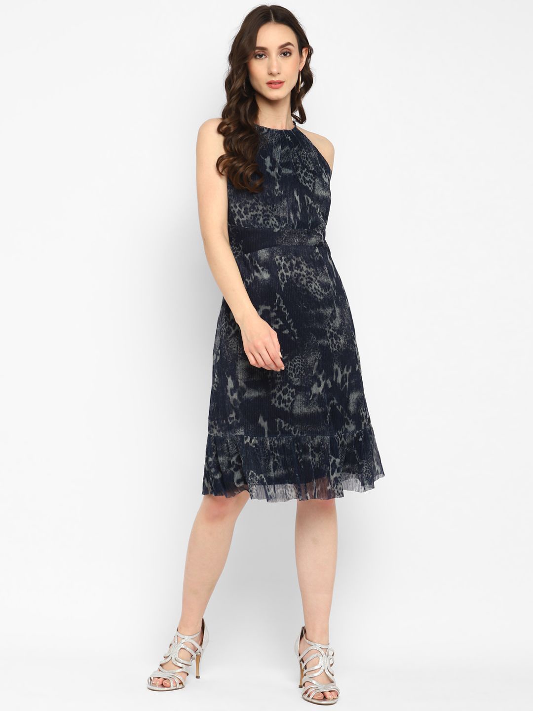 

Taurus Floral Fit & Flare Dress, Blue