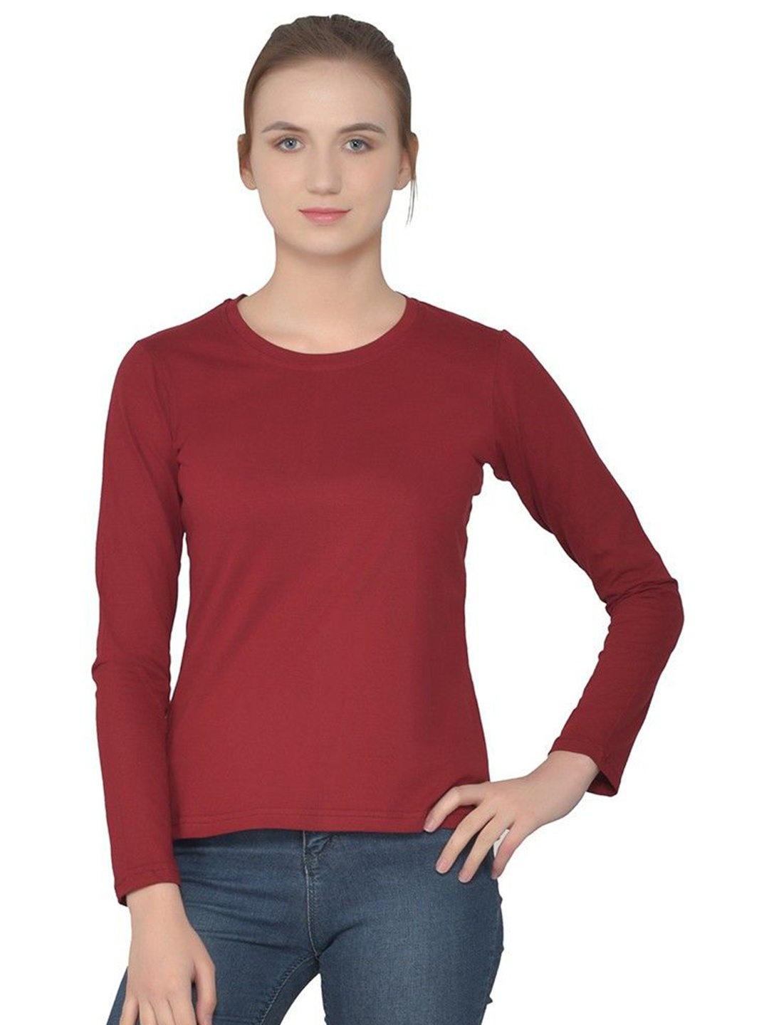 

BEYOU FASHION Women Applique Slim Fit T-shirt, Maroon
