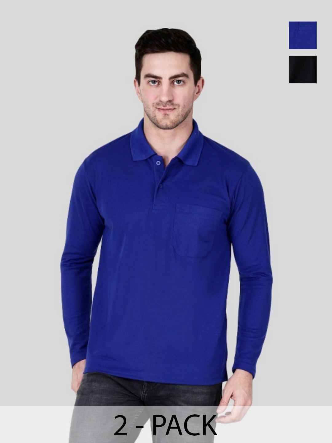 

SAIKSA FASHION Men 2 Polo Collar Pockets T-shirt, Multi