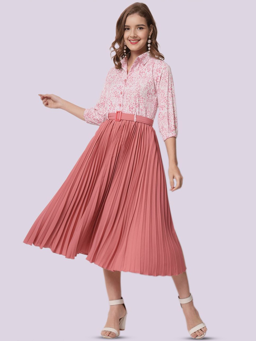 

ZWERLON A-Line Midi Dress, Peach
