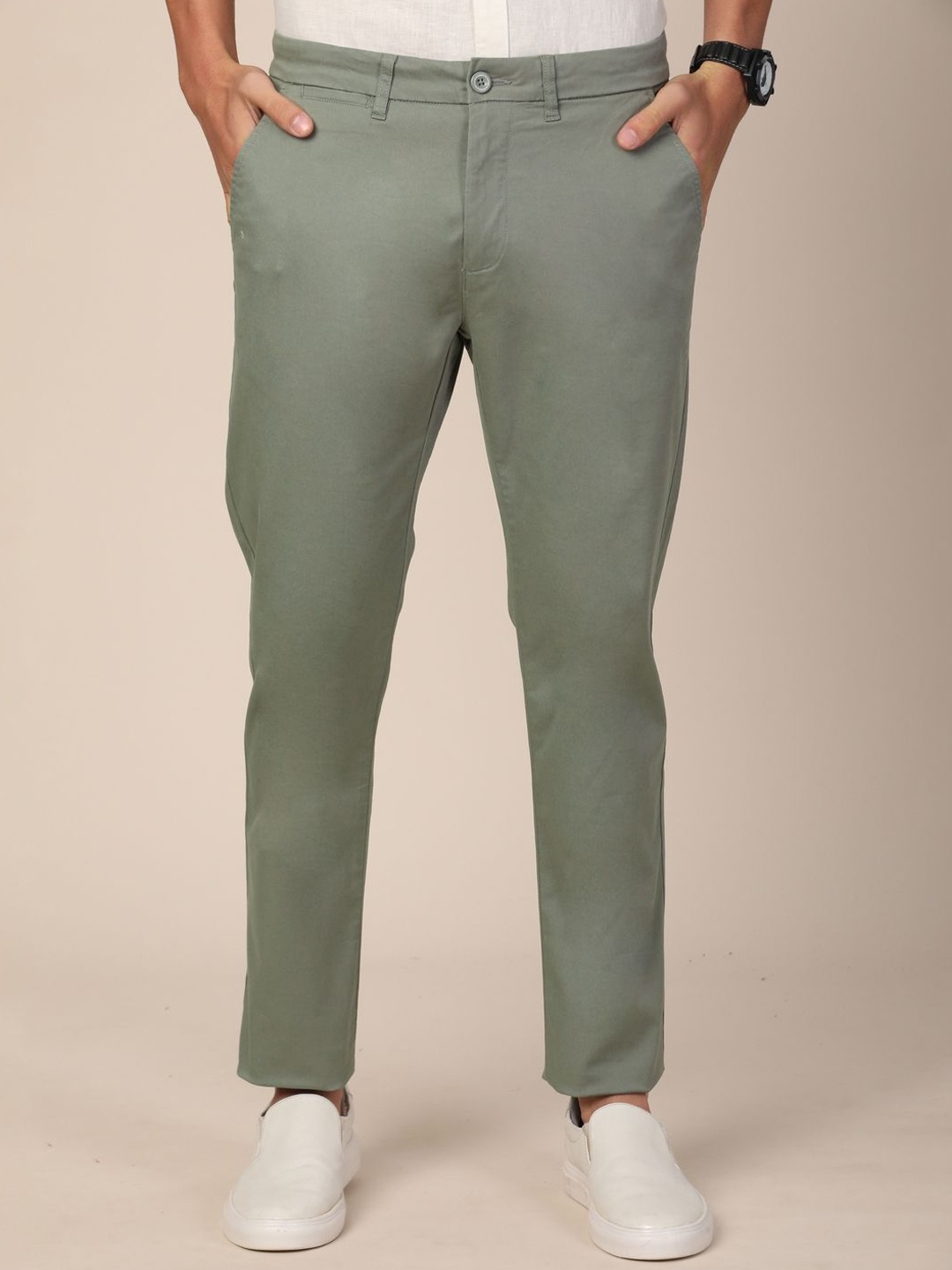 

MERCHANT MARINE Men Tailored Slim Fit Trousers, Olive