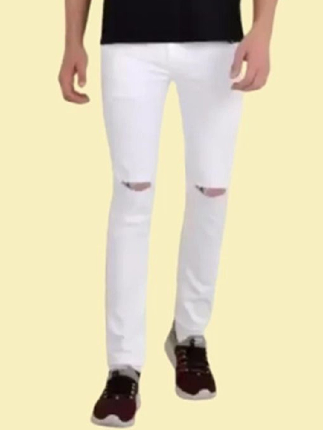 

COMFITS Men Classic Slash Knee Stretchable Jeans, White