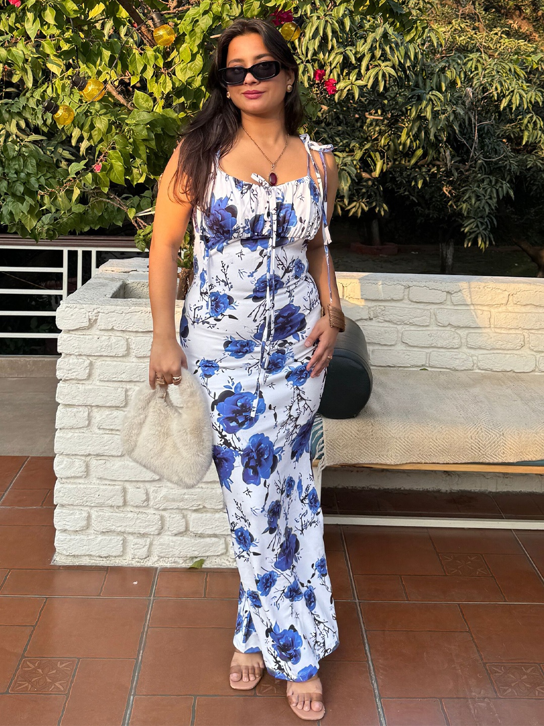 

BAESD Floral Print Maxi Dress, White