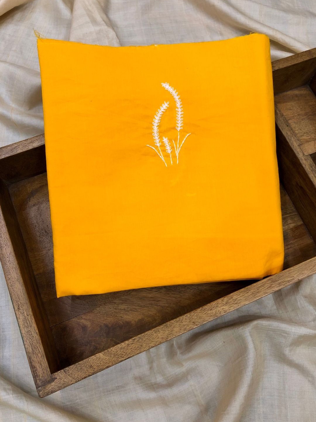 

PALASH Embroidered Pure Cotton Unstitched Dress Material, Yellow