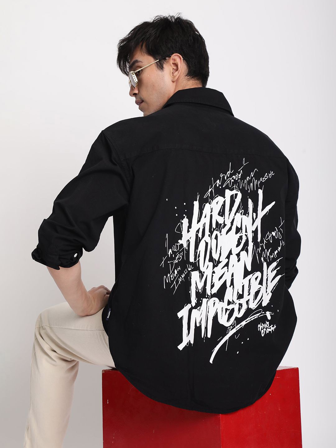 

The Roadster Lifestyle Co Graphic Printed Oversized Shirt, Black