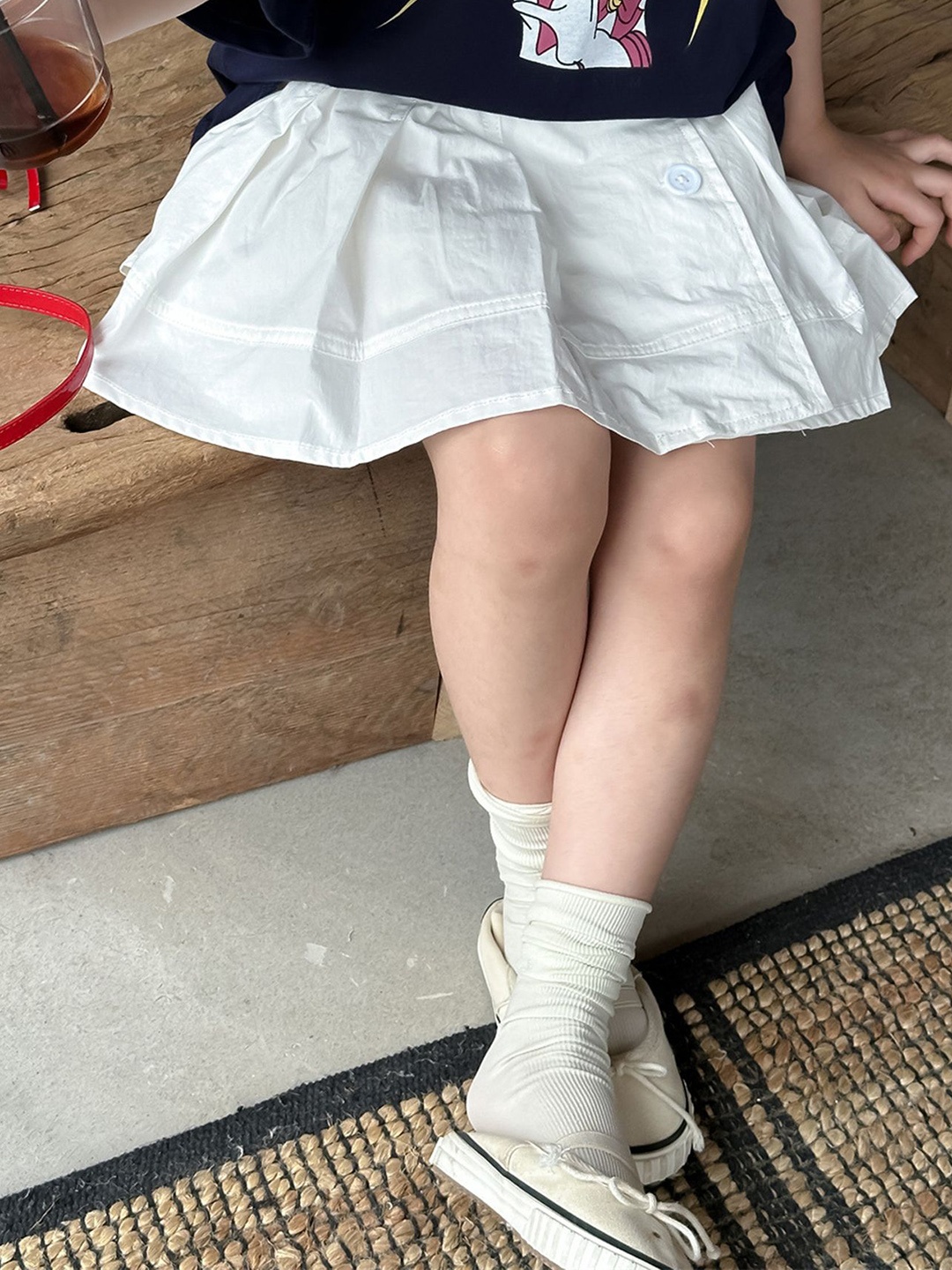 

LULU & SKY Girls Pleated Pure Cotton A-Line Skirt, White