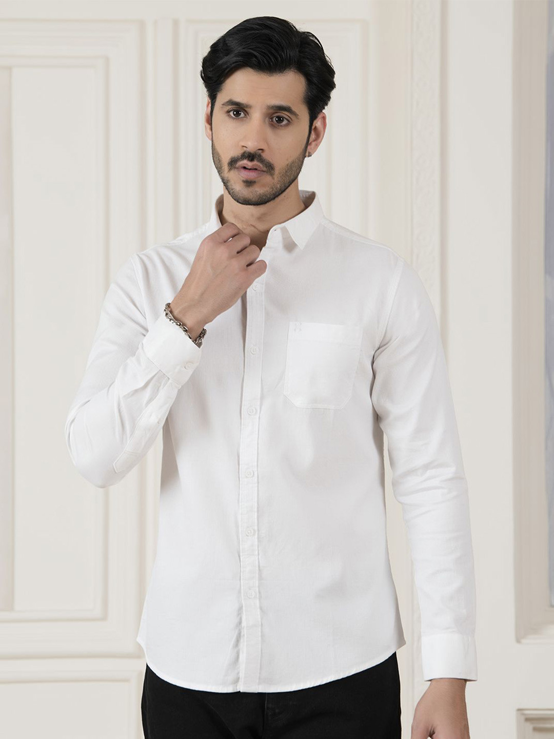 

Albion By CnM Men Comfort Opaque Casual Shirt, White