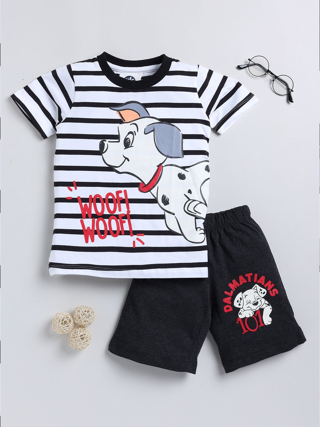 

YK Boys Printed T-shirt with Shorts, White
