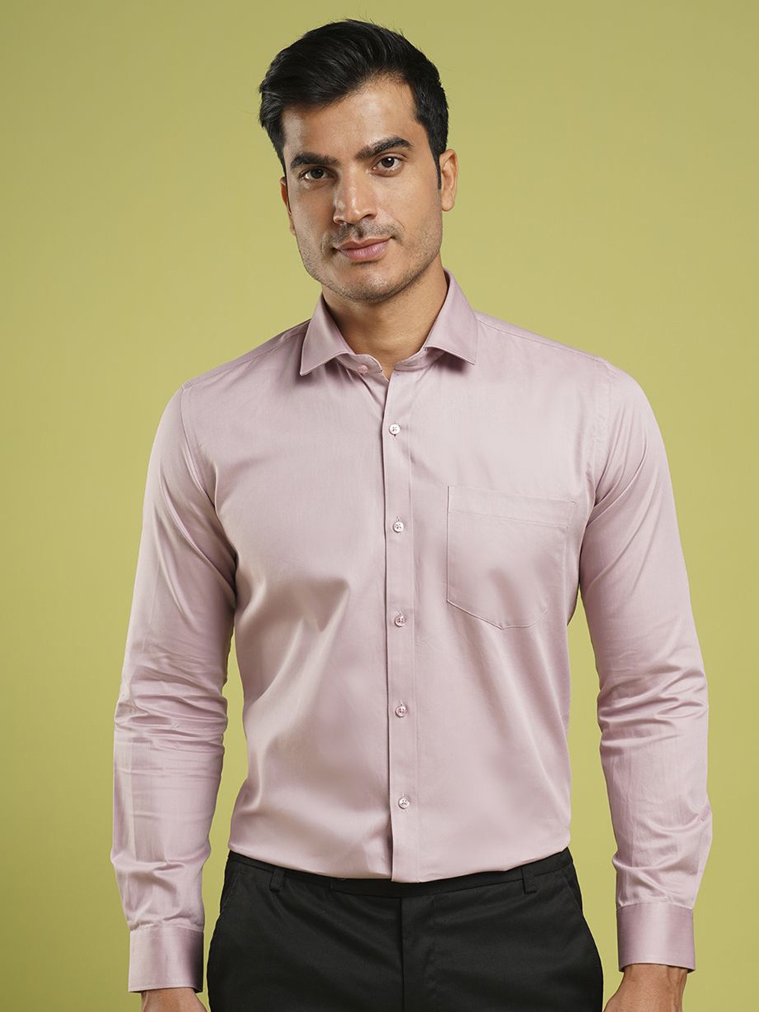 

John Philips Men Slim Fit Opaque Formal Shirt, Coral