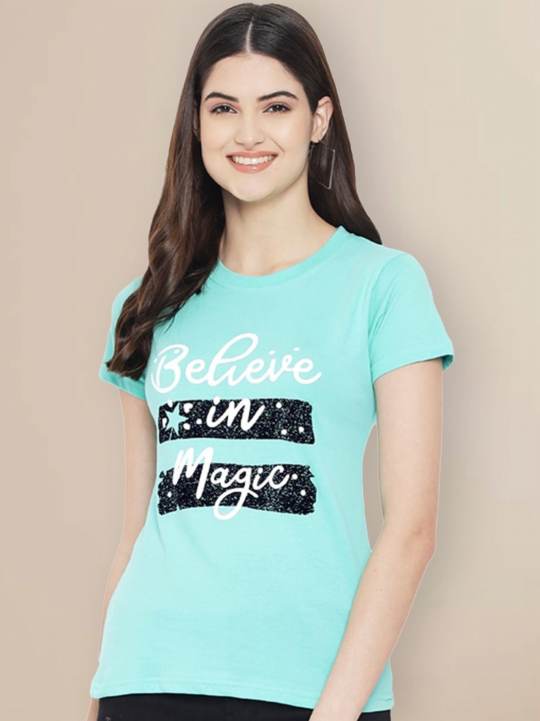 

GLOBAL NOMAD Women Typography Printed T-shirt, Blue