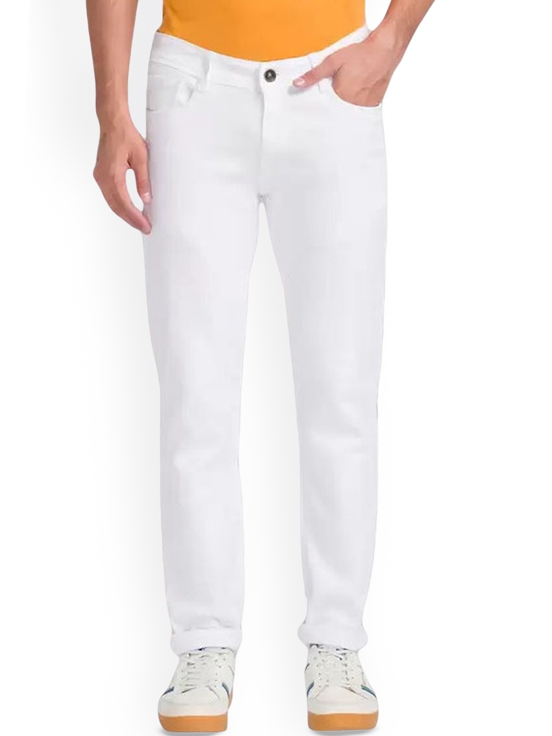 

COMFITS Men Classic Low Distress Stretchable Jeans, White