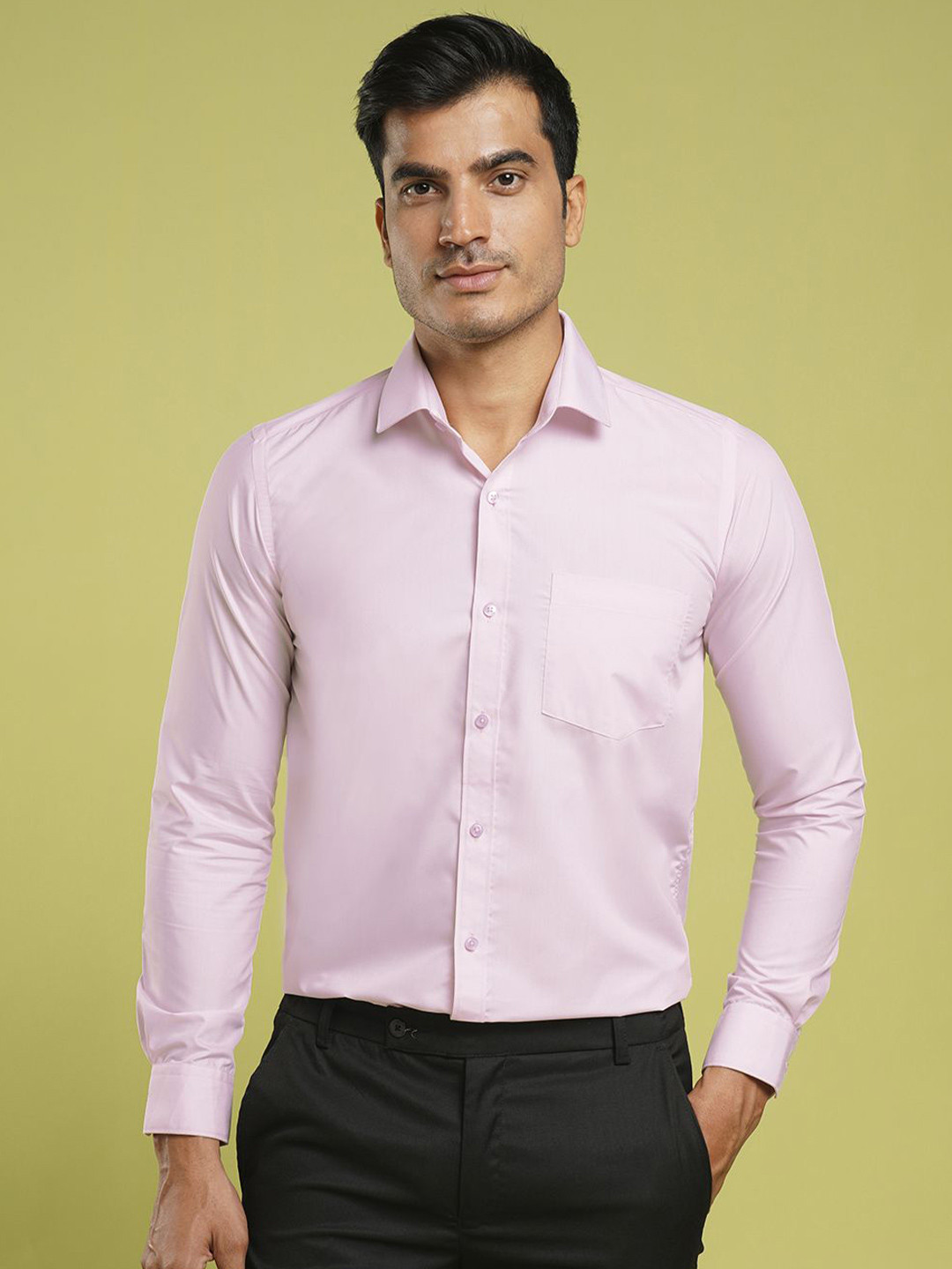 

John Philips Men Slim Fit Opaque Formal Shirt, Pink