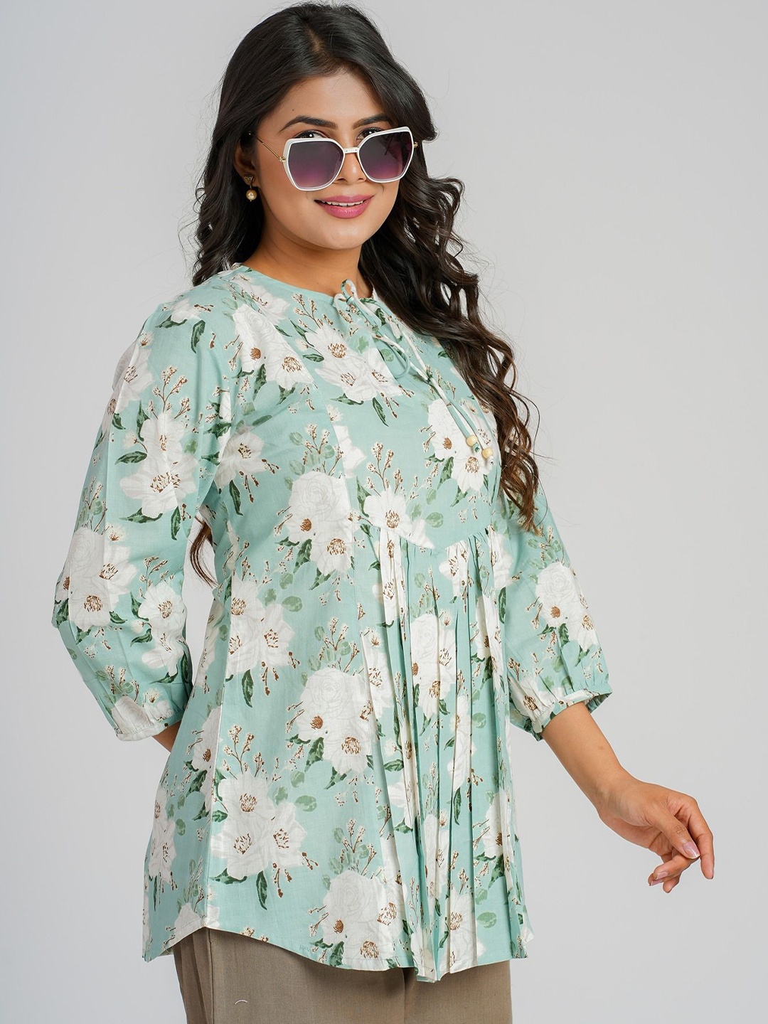 

Cotton Curio Pure Cotton Block Printed Tunic, Green