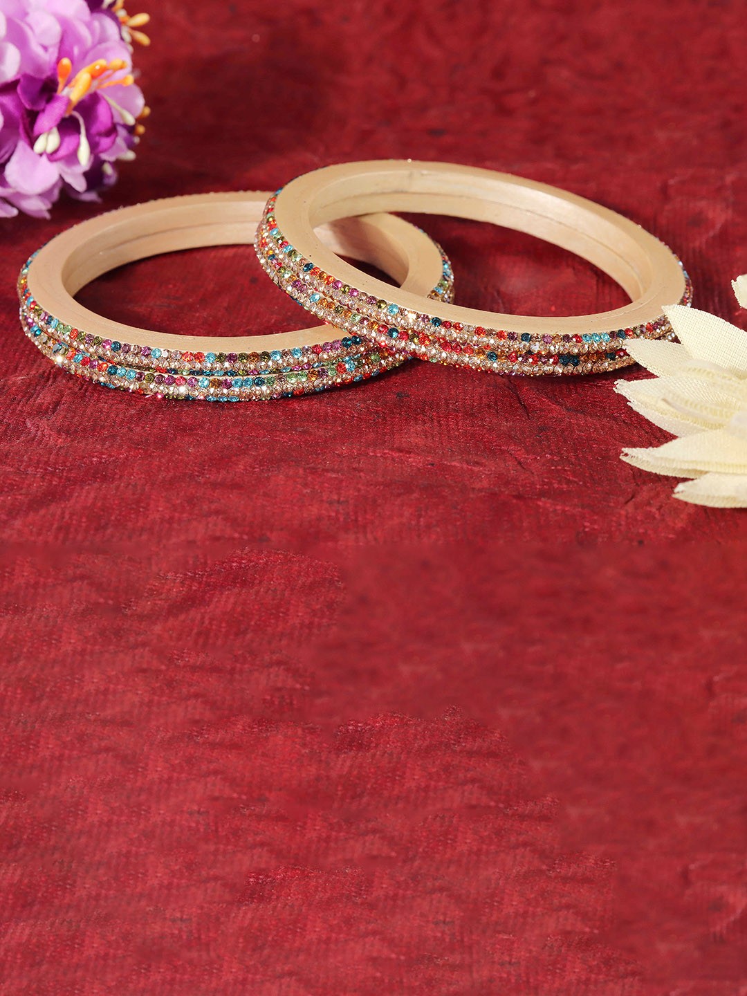 

ZULKA Lac Set Of 8 kada Zircon Diamond -Studded Bangles, White