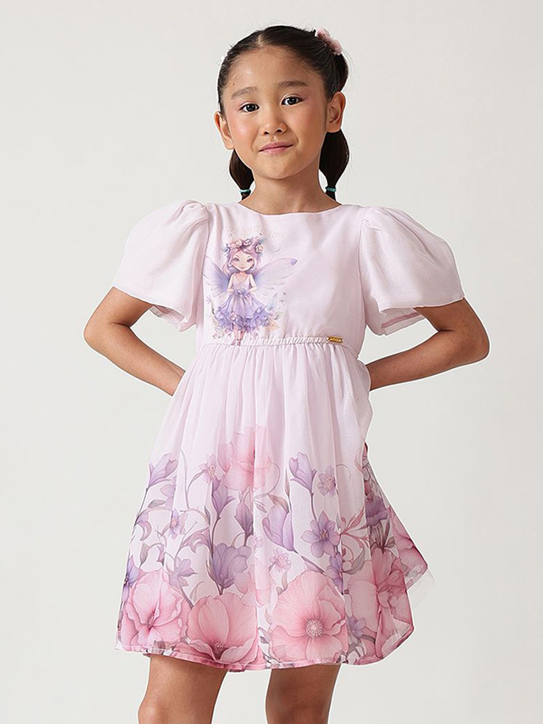 

One Friday Floral Flared Sleeve A-Line Dress, Lavender