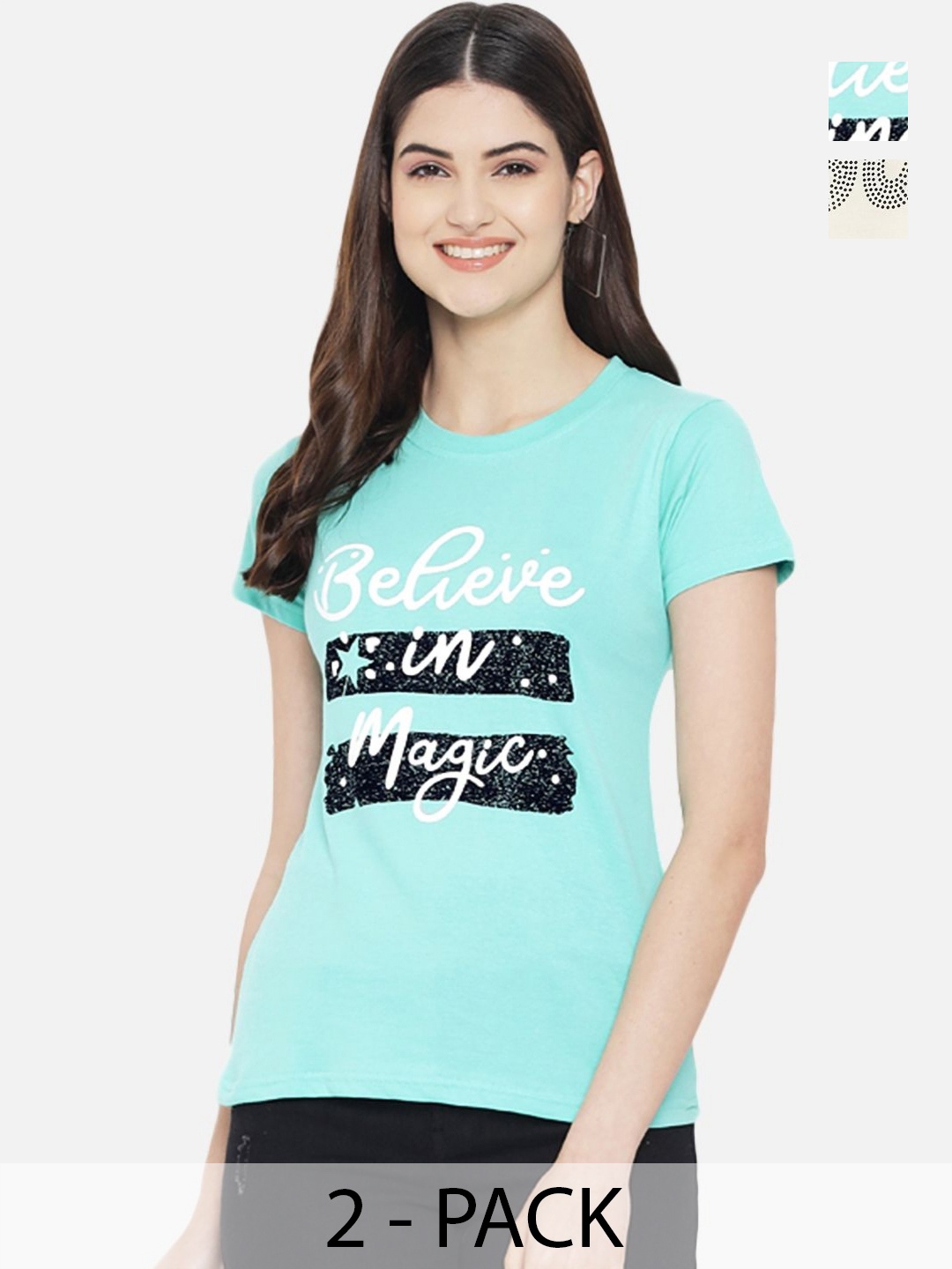 

Dreambe Women Typography Printed T-shirt, Multi