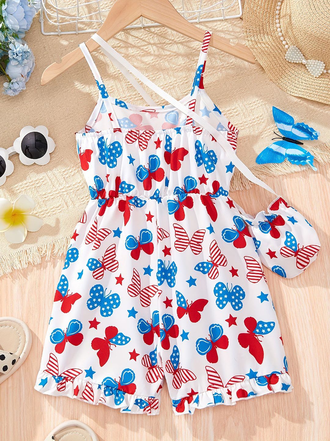 

YK Girls Printed Basic Jumpsuit, White