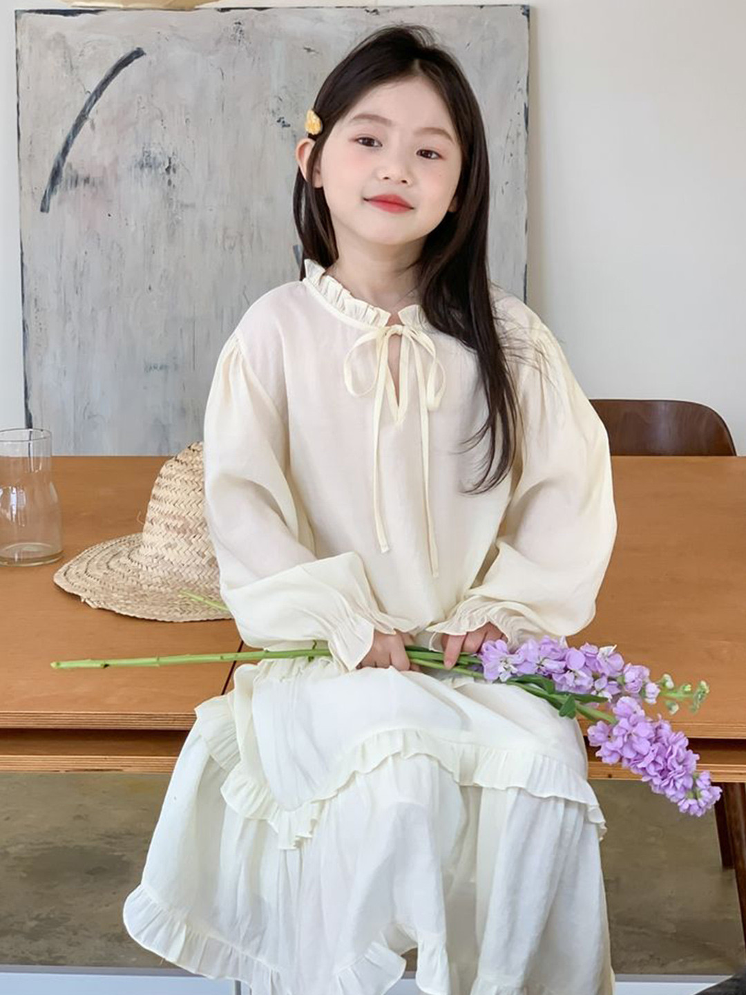 

LULU & SKY Girls Top with Skirt, Beige