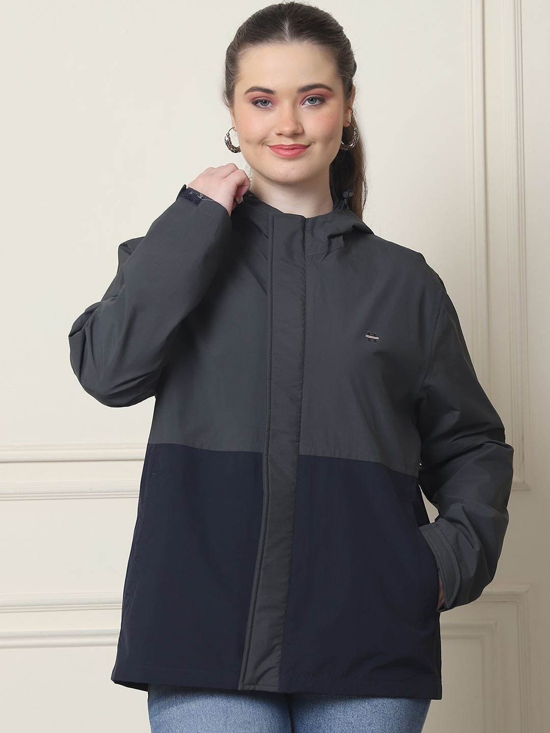

HOUSE OF VEDAS Waterproof Hooded Rain Jacket, Grey
