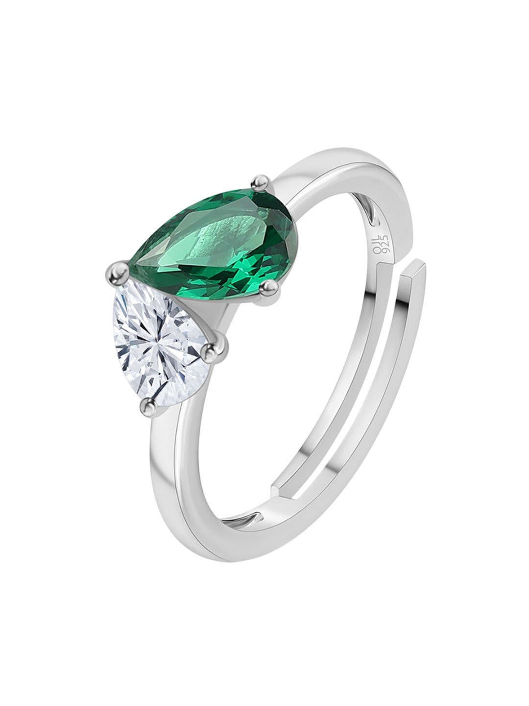 

Ornate Jewels 925 Silver-Plated American Diamond Adjustable Finger Ring