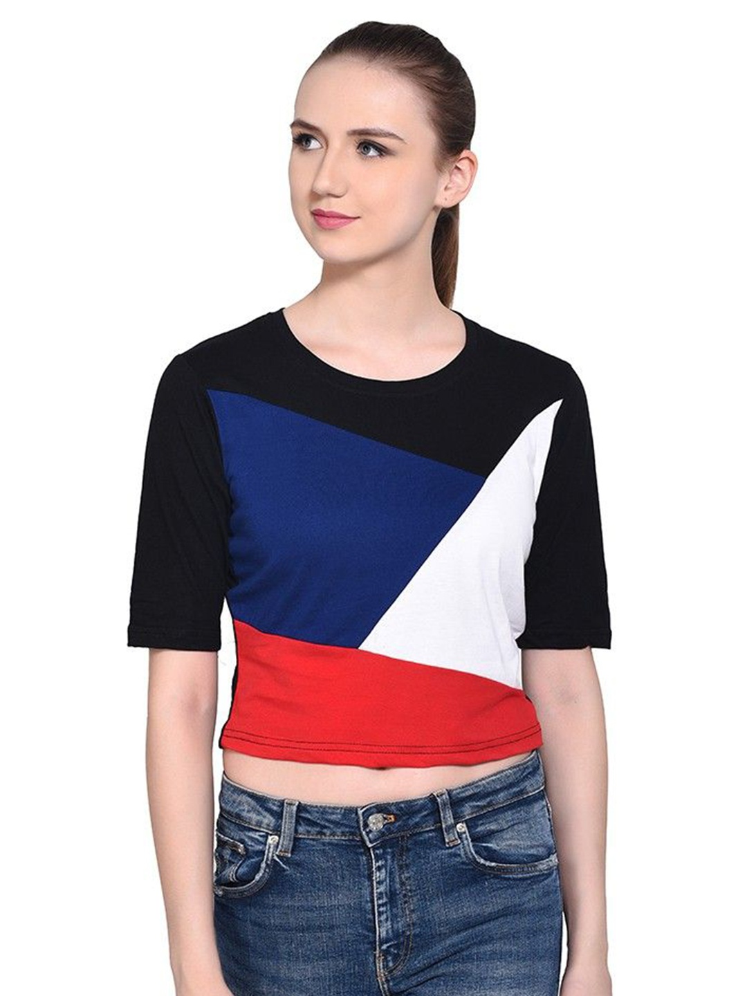 

BEYOU FASHION Women Colourblocked Extended Sleeves Slim Fit T-shirt, Multi