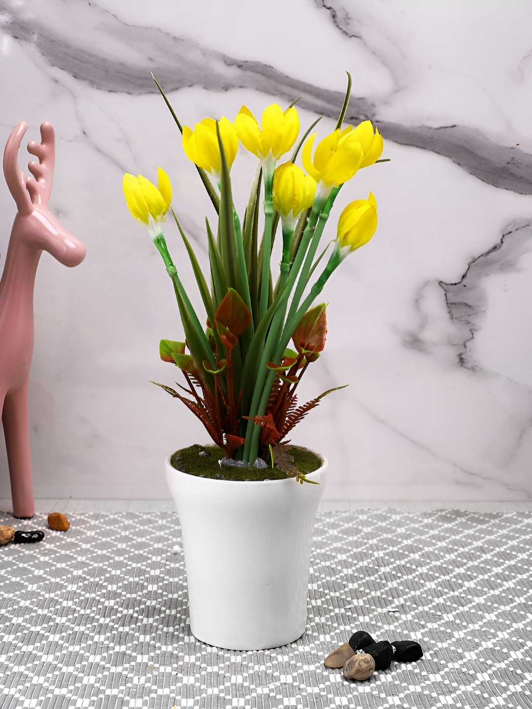 

TAYHAA White 1 Pieces Orchid Artificial Plant With Pot