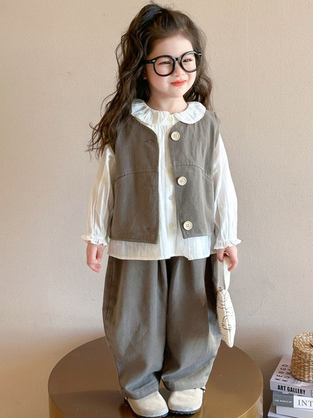 

LULU & SKY Girls Top with Trousers, Grey