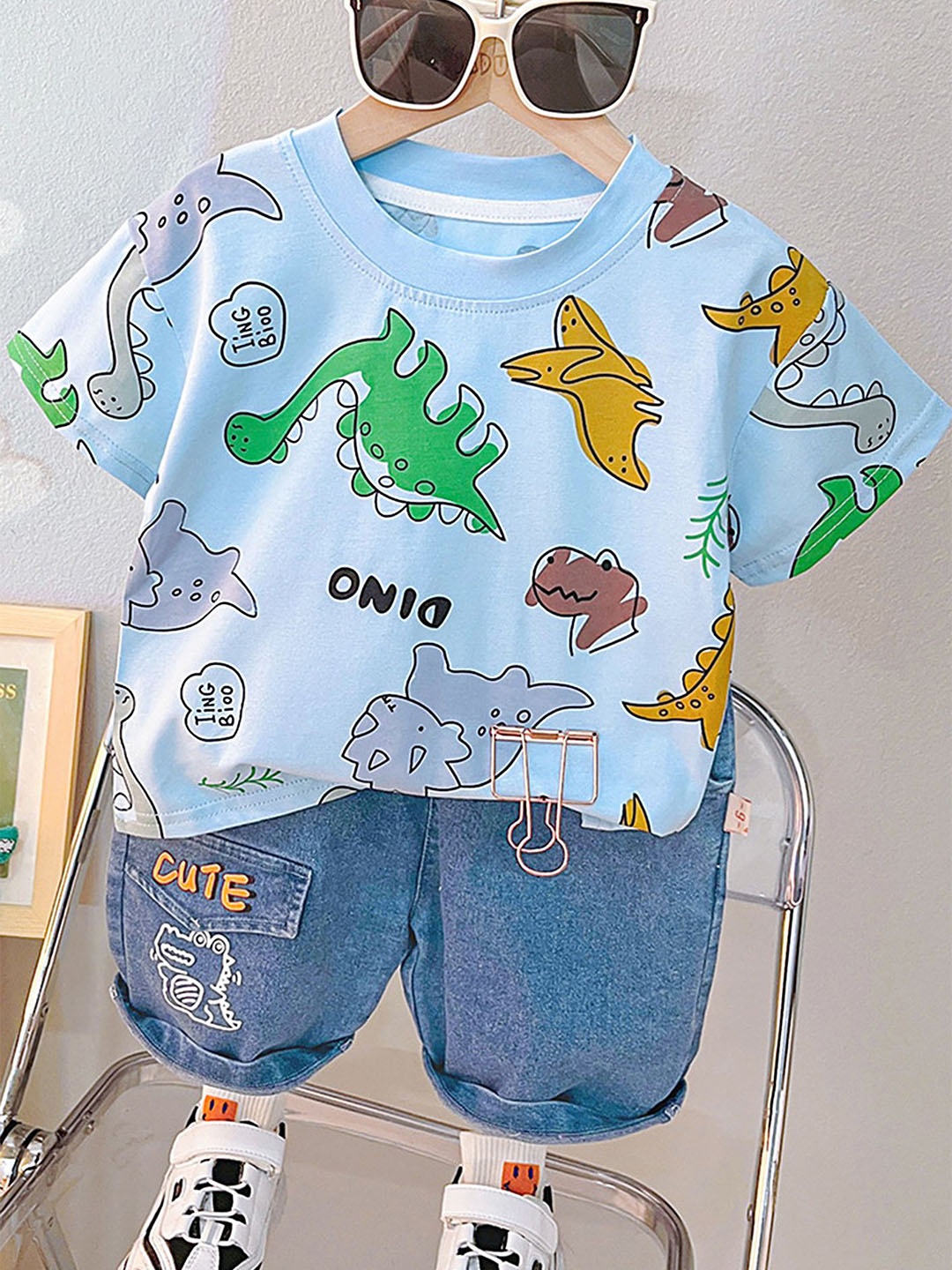 

LULU & SKY Unisex Kids Printed T-shirt with Shorts, Blue