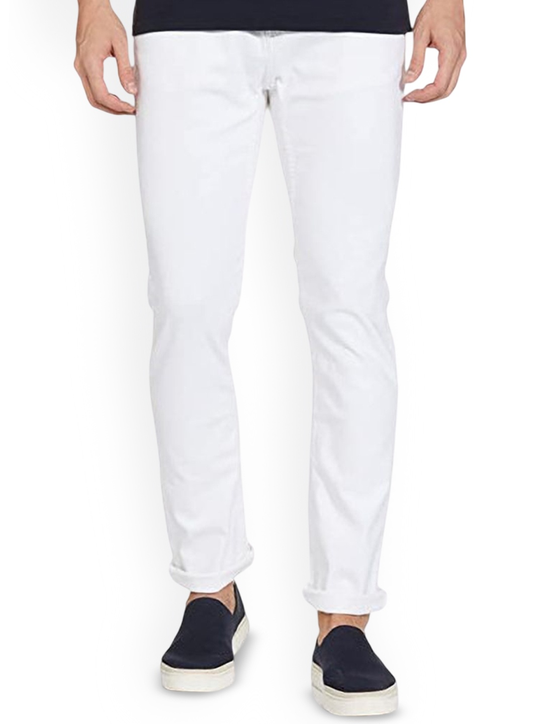 

COMFITS Men Classic Low Distress Stretchable Jeans, White