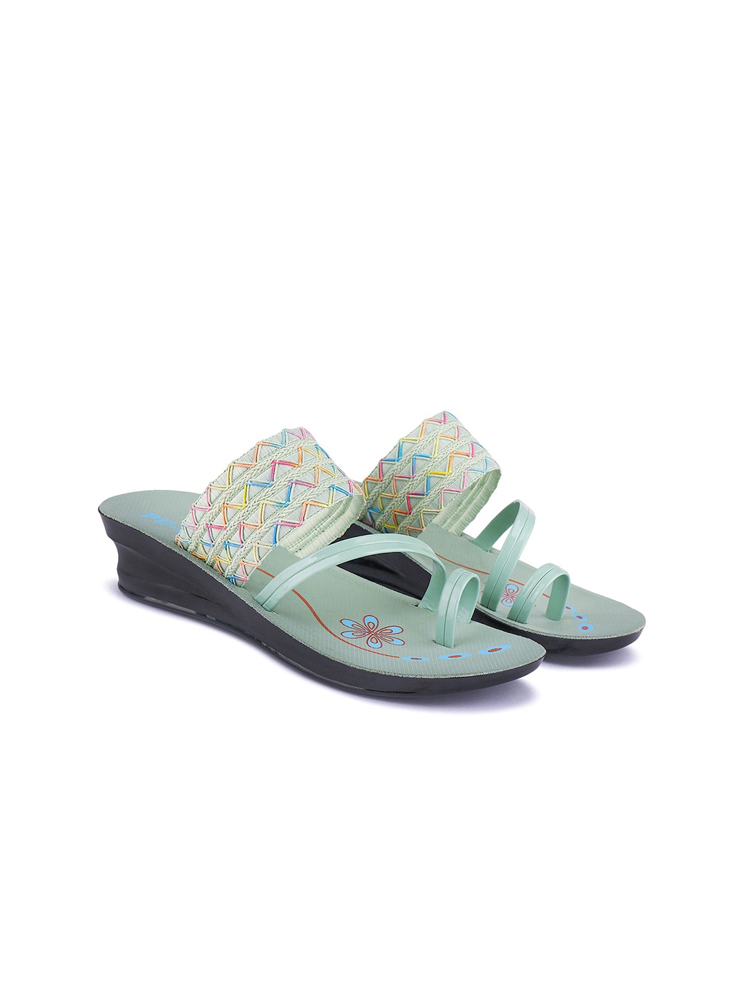

PENNEN Women Open Toe Flats, Green