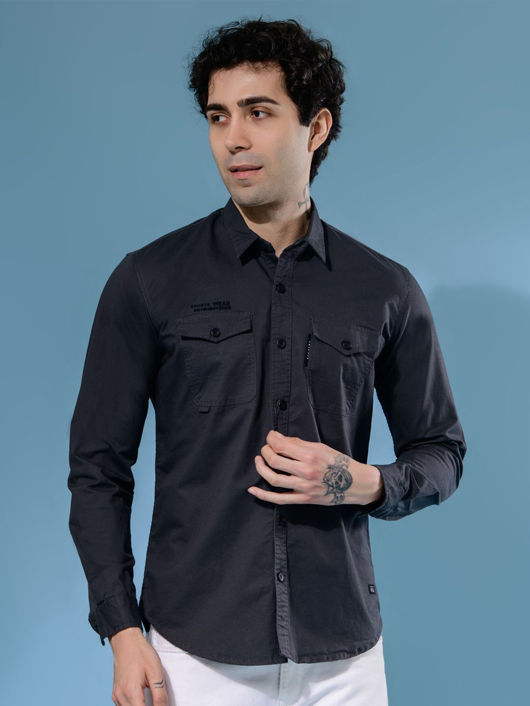 

Albion By CnM Men Comfort Opaque Casual Shirt, Grey