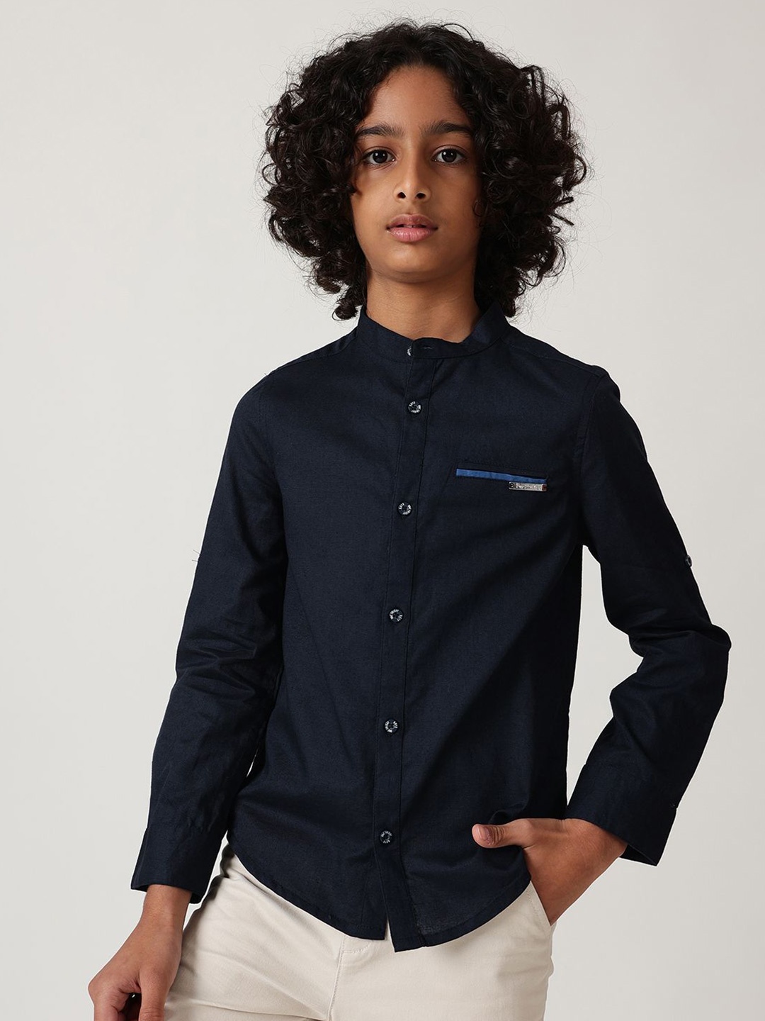 

One Friday Boys Comfort Opaque Casual Shirt, Navy blue