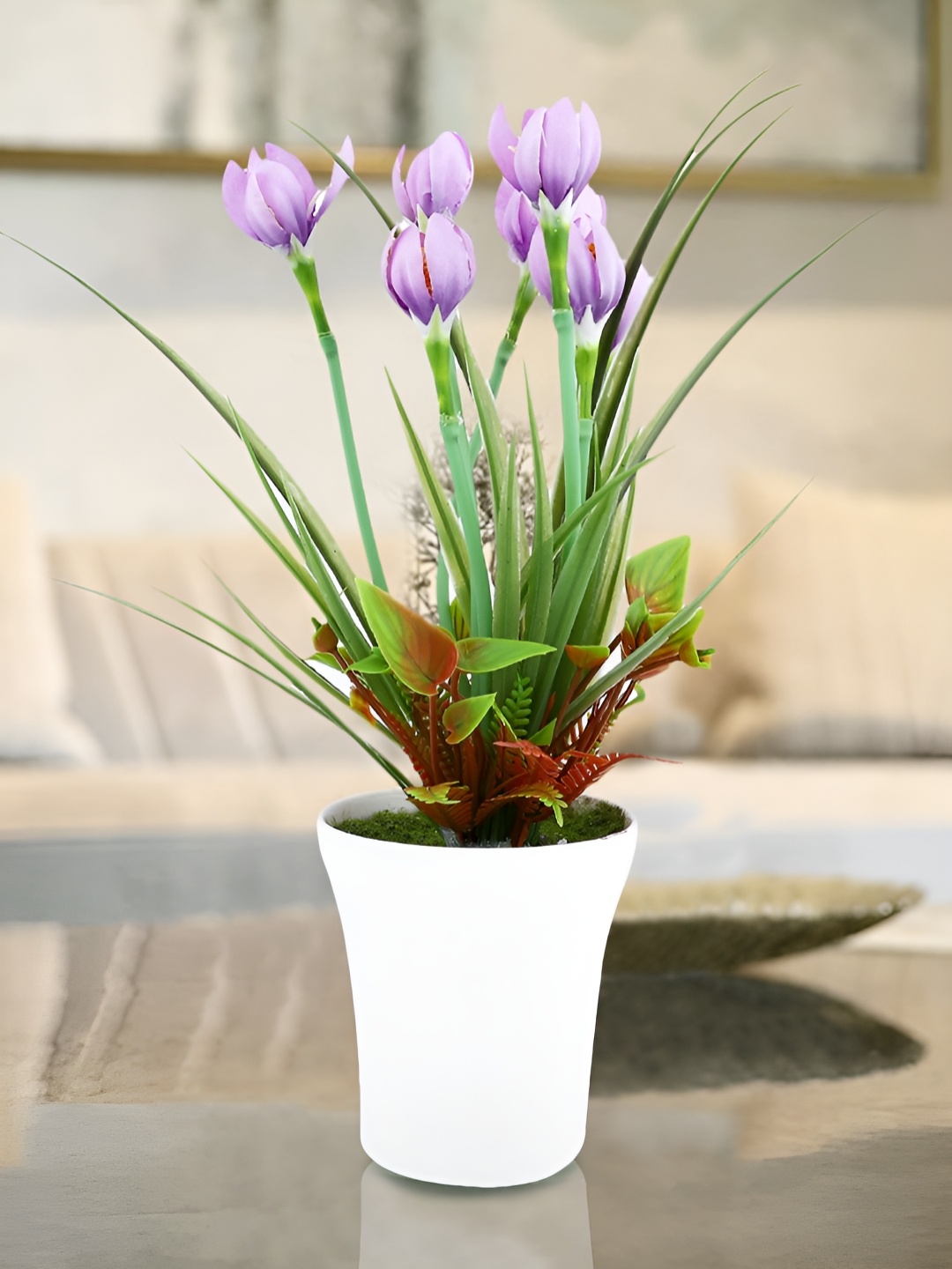 

TAYHAA White 1 Pieces Tulip Artificial Plant With Pot