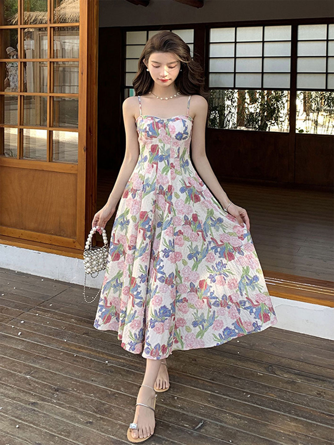 

LULU & SKY Floral Print A-Line Midi Dress, Multi
