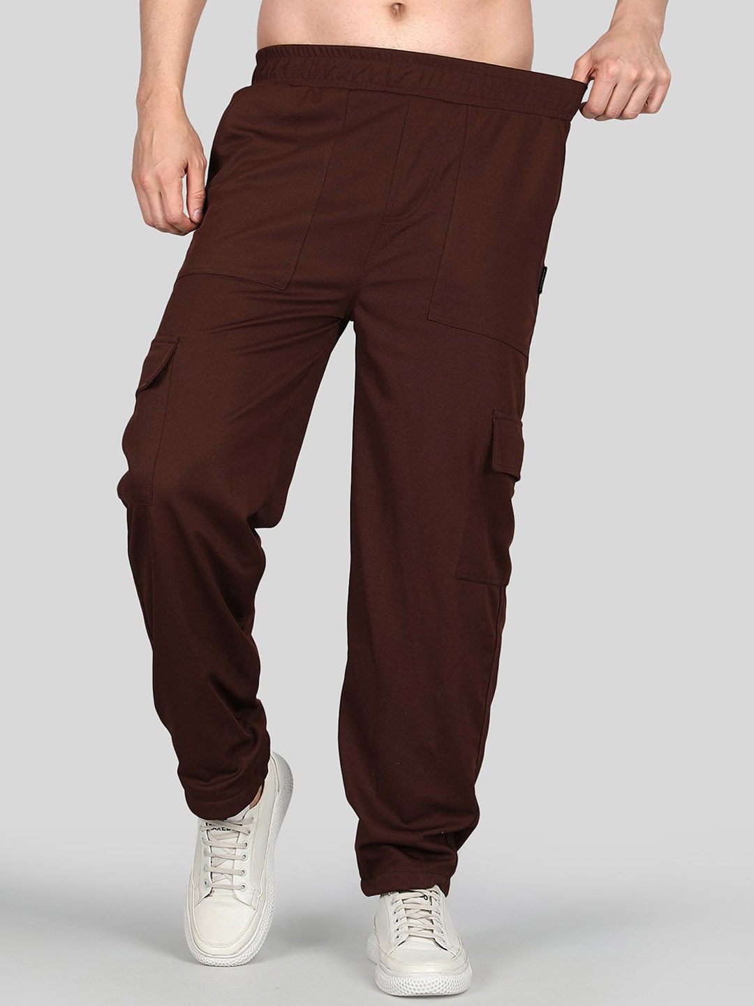 

Raxedo Men Relaxed Fit Mid Rise Dry Fit Joggers, Brown