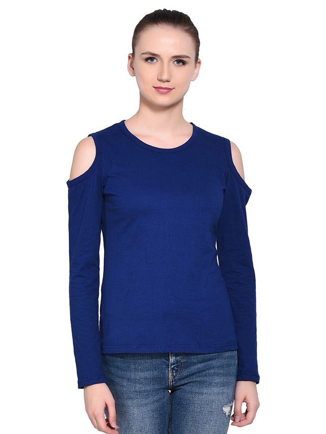

BEYOU FASHION Women Pockets Slim Fit T-shirt, Blue