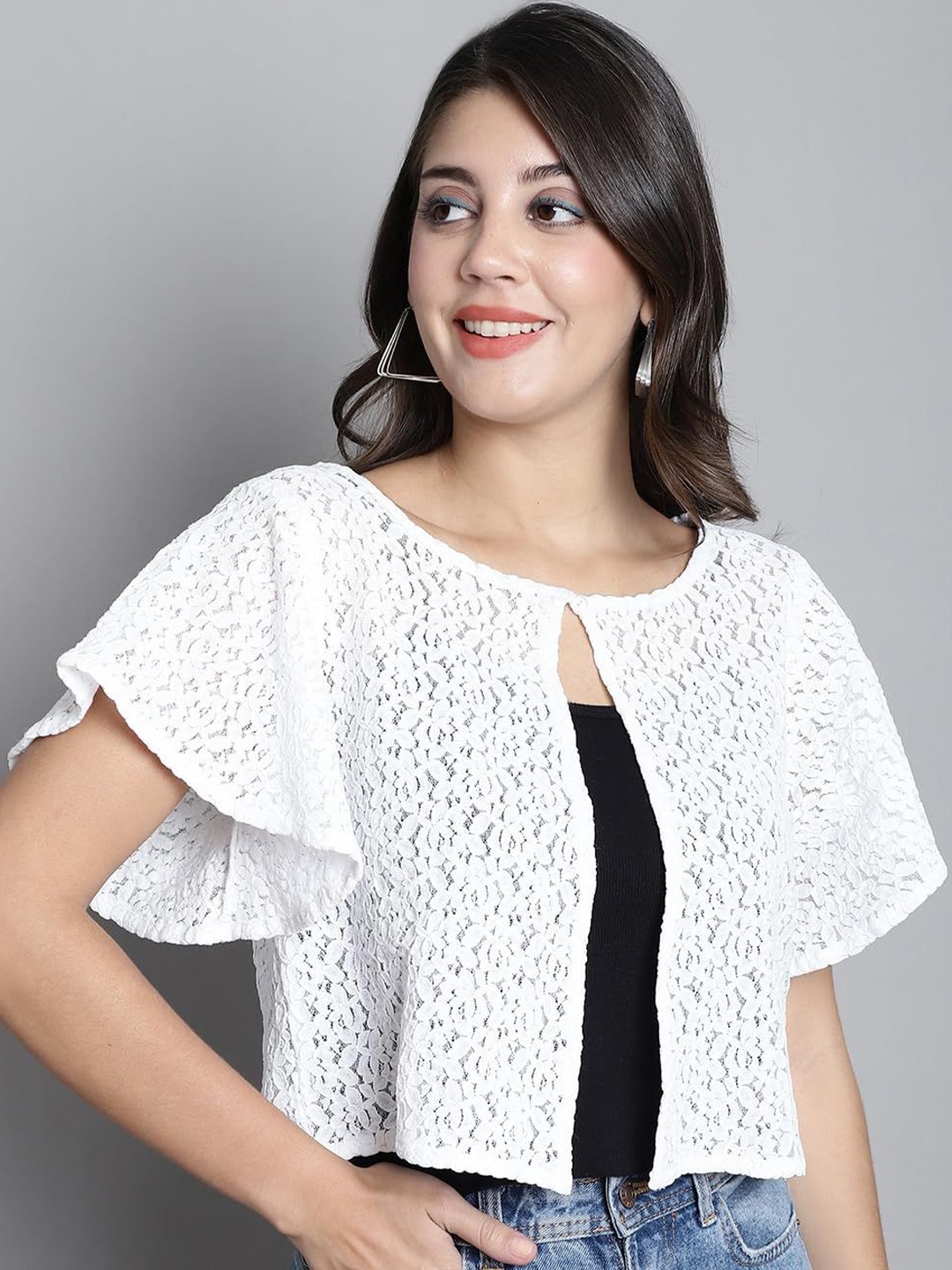 

SZN Women Button Shrug, White