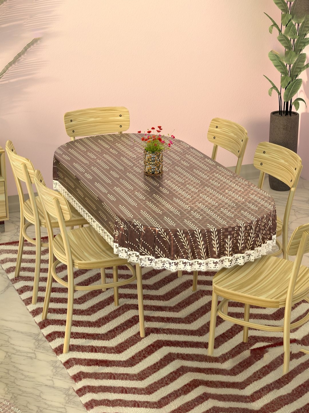

Aura Cream-Coloured Floral Plastic 6-Seater Table Cover with Embroidered details