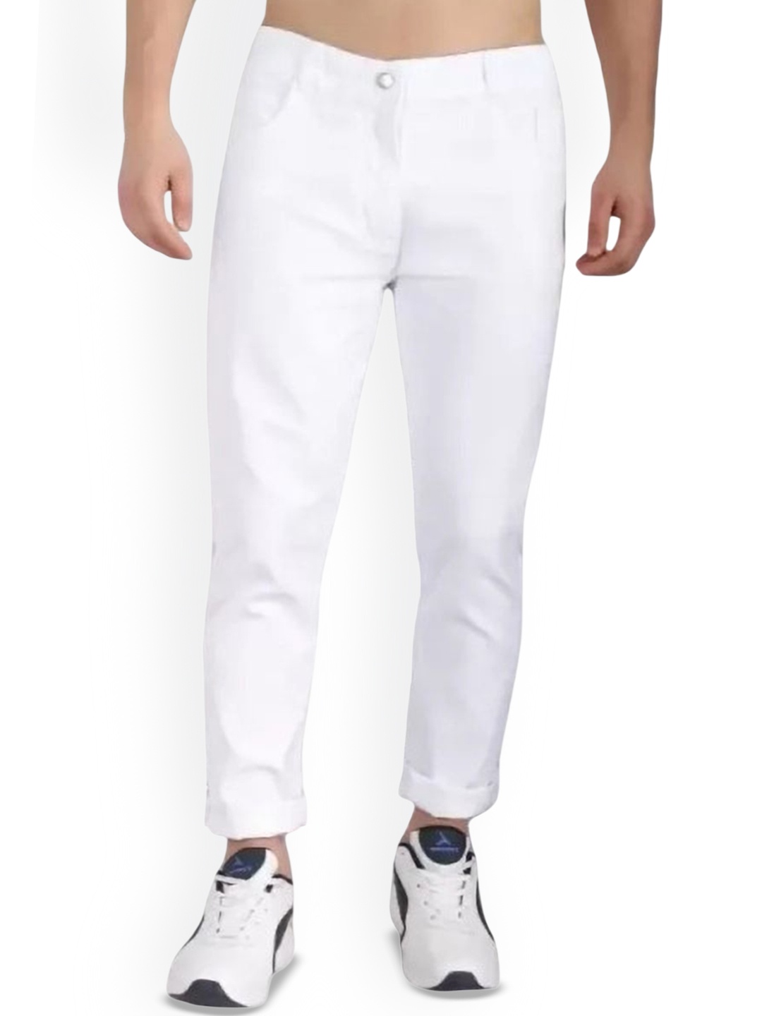 

COMFITS Men Classic Low Distress Stretchable Jeans, White