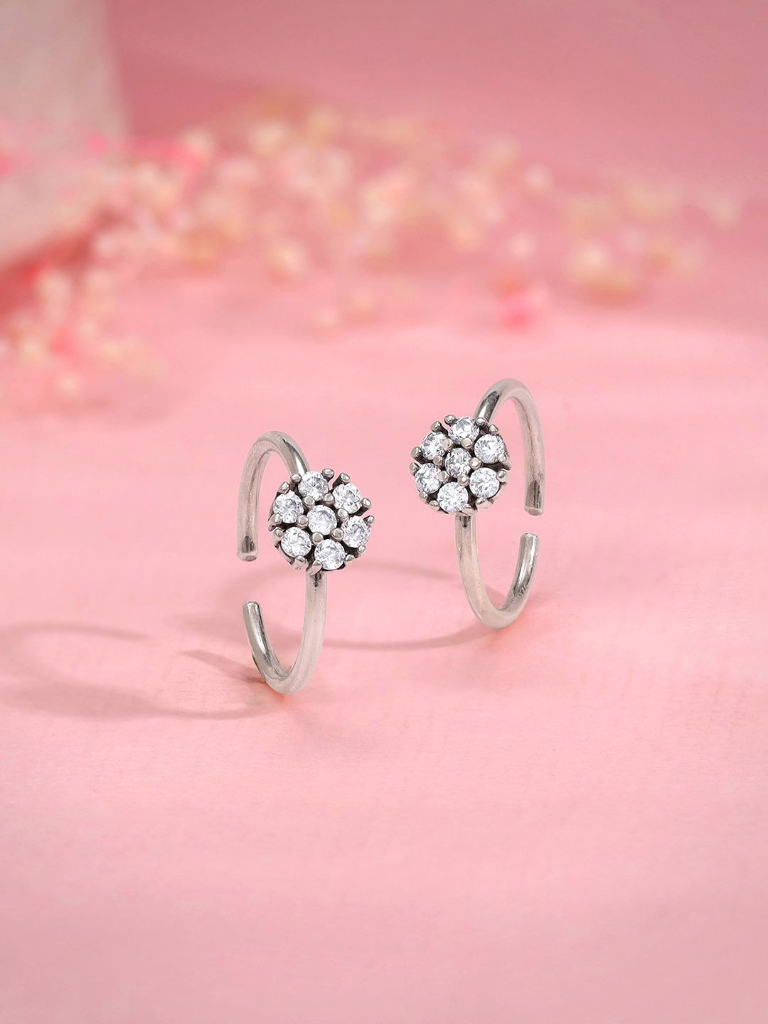 

GIVA Rhodium-Plated Oxidised Toe Rings, Silver